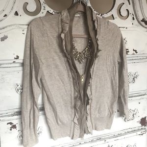 J. Crew heather brown lightweight zip cardigan